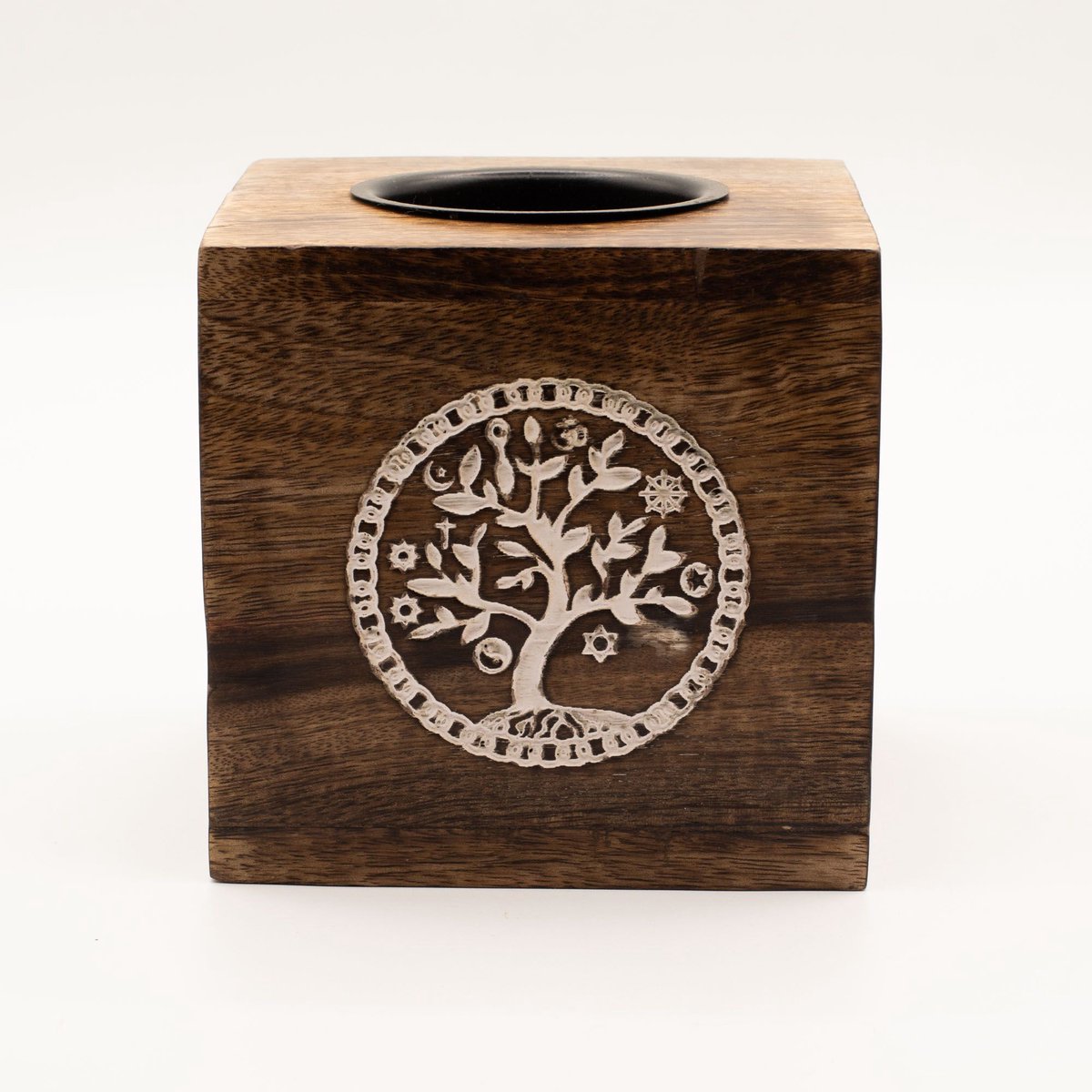 Ancient Wisdom Fotolijst - Lrg fotolijst van mangohout in zwart voor 13x18 cm foto's - decoratie - interieur - kunst - herinneringen - afbeelding multicolor