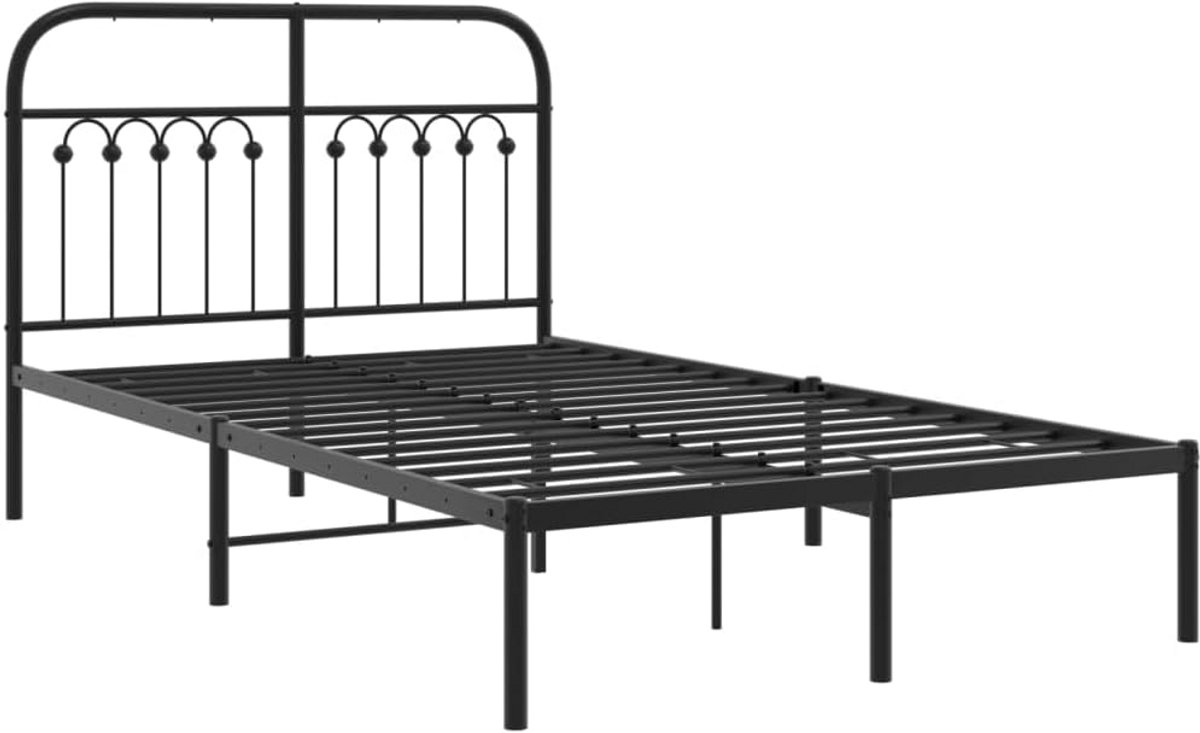 Tweepersoons Bedframe met Hoofdbord - Metalen Ledikant 120x200 cm - Zwart