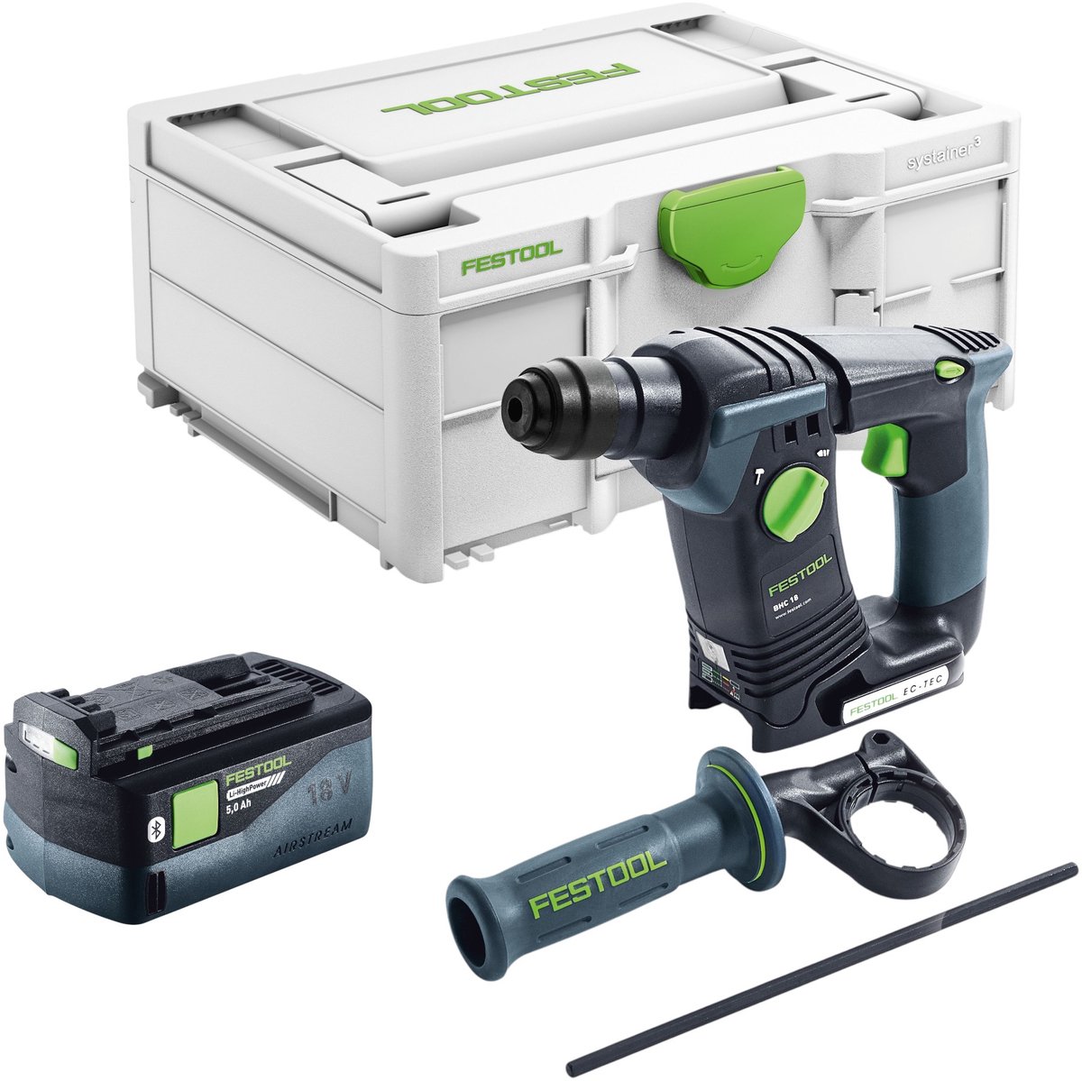 Festool BHC 18-Basic accuboormachine 18 V 1,8 J SDS Plus Brushless + 1x accu 5,0 Ah + Systainer - zonder oplader
