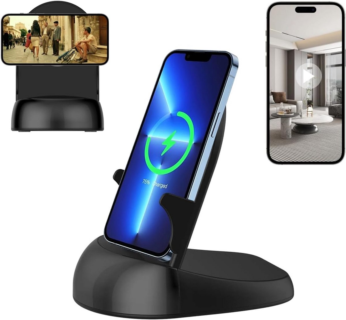 Full HD 1080p WiFi Beveiligingscamera met Panoramisch Zicht en Draadloze Oplaadfunctie