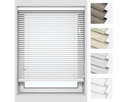 PVC Houtlook Jaloezieën Wit - Eenvoudige Montage Inclusief Bevestigingsmateriaal - 90x130 cm