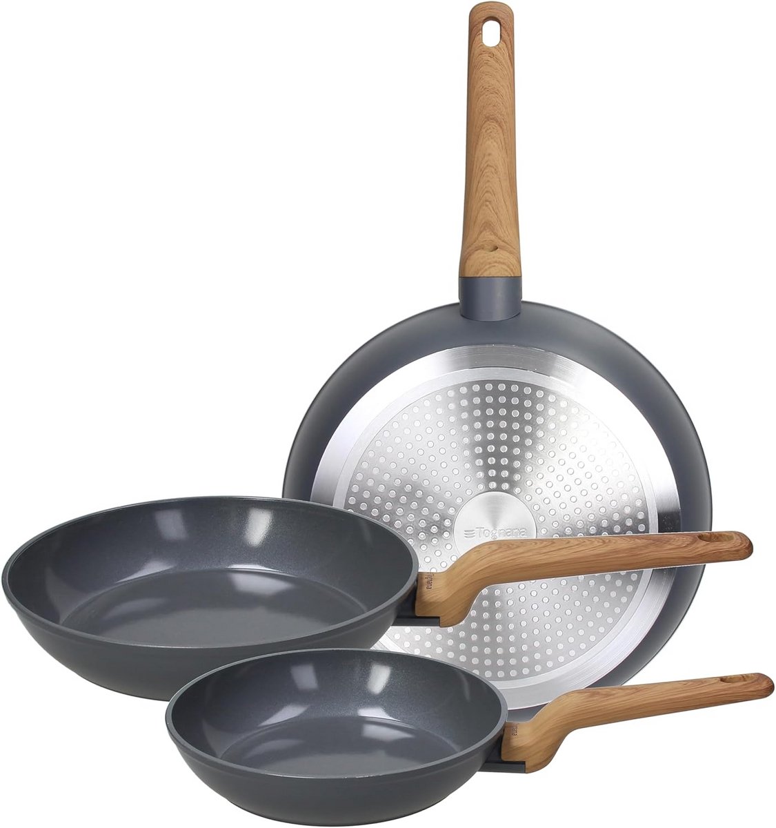 Set van 3 Aluminium Koekenpannen 20, 24 en 28 cm - PFAS-vrij Antiaanbaklaag