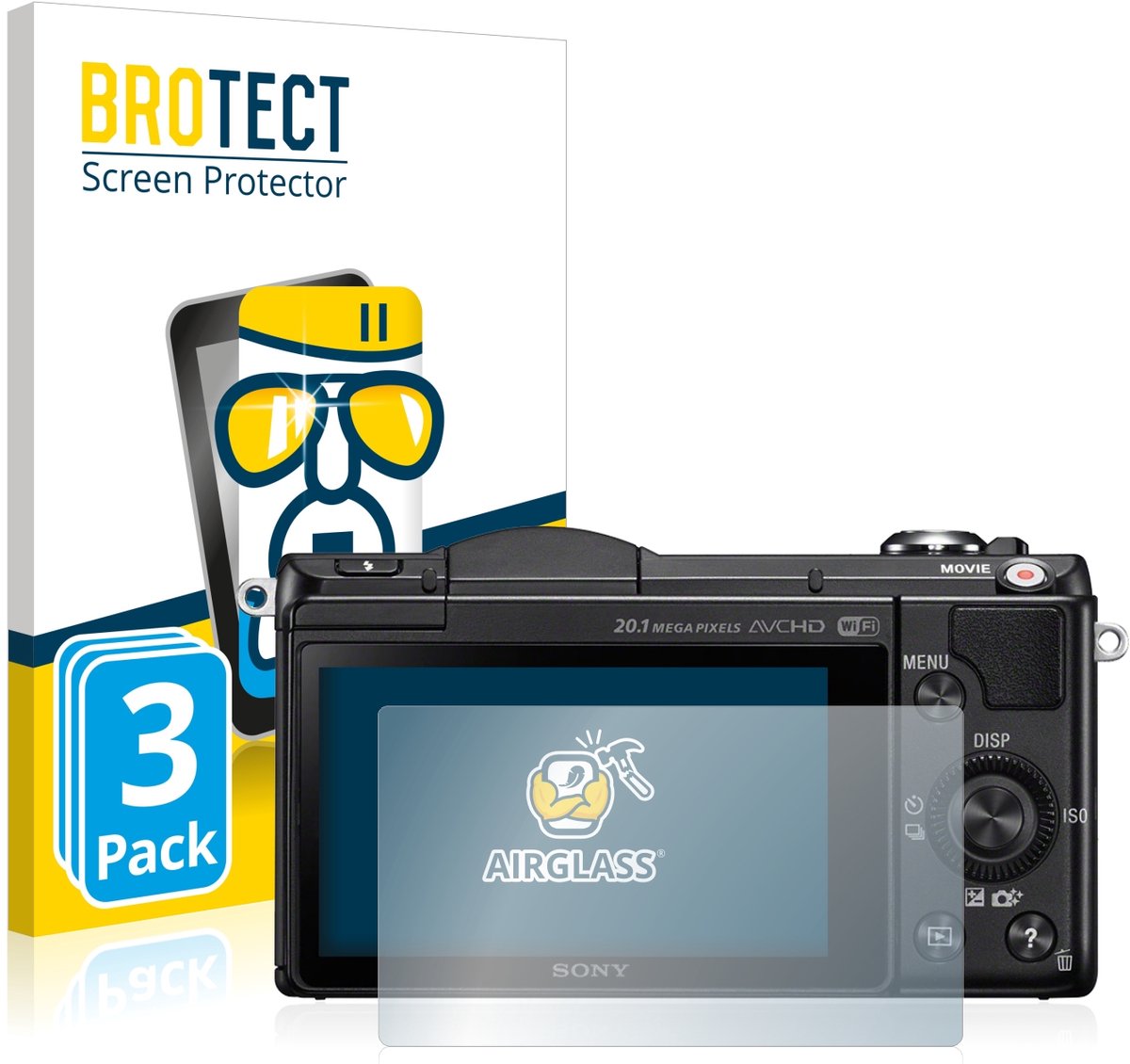 Screenprotector 3 Stuks voor Sony Alpha 5000 (DSLR-A5000) Beschermglas transparant