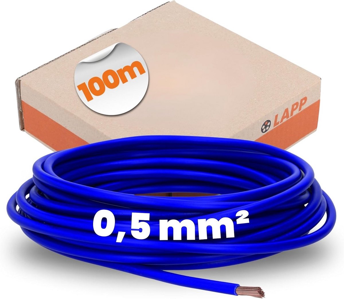 Dunne Elektrische Standaard Ader H05V-K 0.50mm snoer Blauw 100 Meter