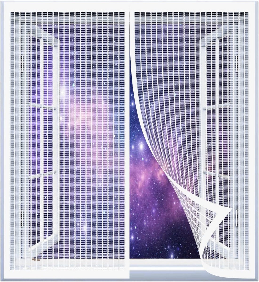 Universeel Zelfsluitend Insectenhor voor Raam en Deur 65x150 cm Transparant Zonder Boren