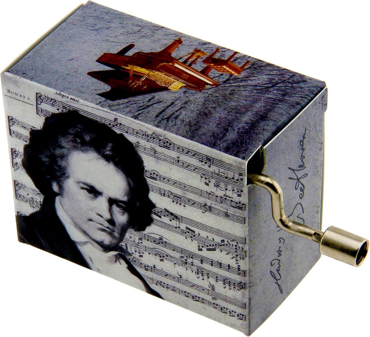 Houten muziekdoos met Beethoven Ode an die Freude Melodie