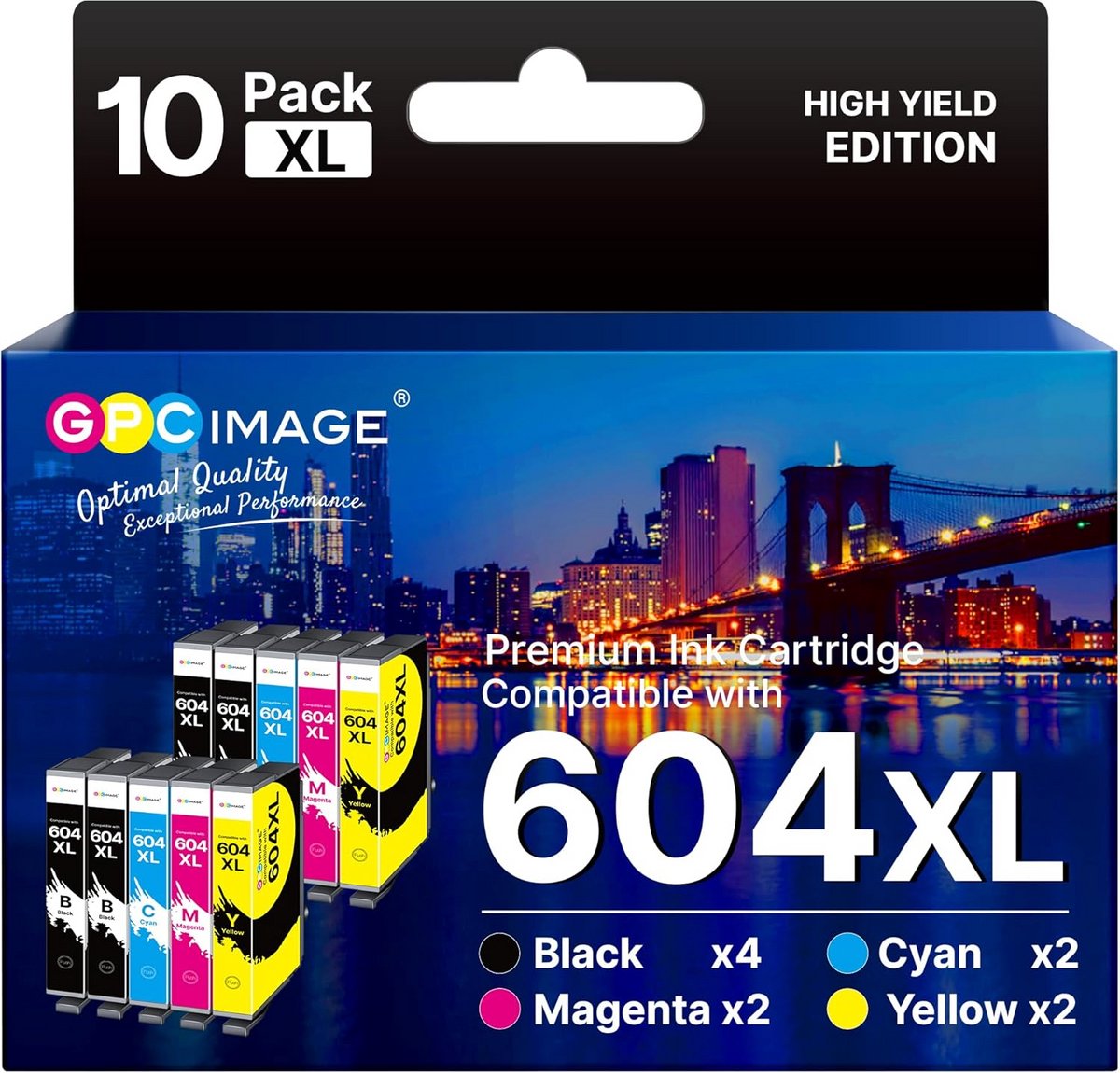 Set van 10 Hoge Capaciteit Inktcartridges Compatibel met Diverse Printers (Zwart, Cyaan, Magenta, Geel)