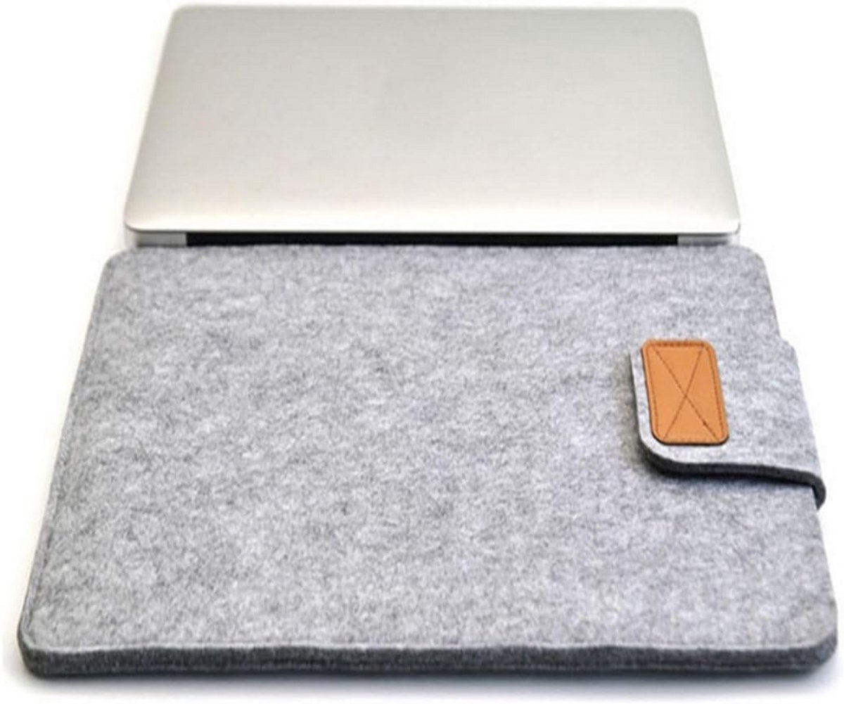 Verticale Laptoptas Sleeve van Vilt voor 11-15 inch Laptop of Tablet - Lichtgrijs