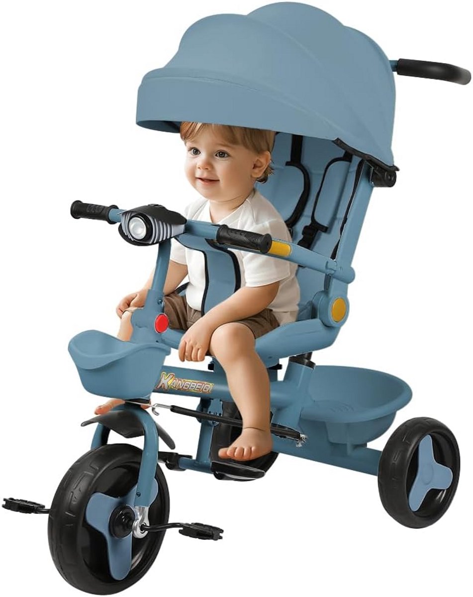 Lichte en Compacte Multifunctionele Kinderwagen met Muziek - Blauw
