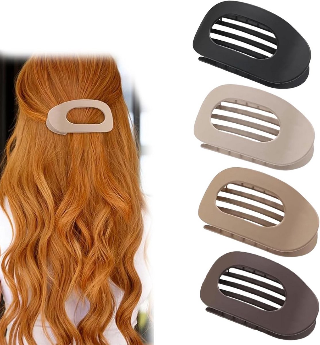 4 Platte Haarclips met Stevige Grip voor Dik en Dun Haar