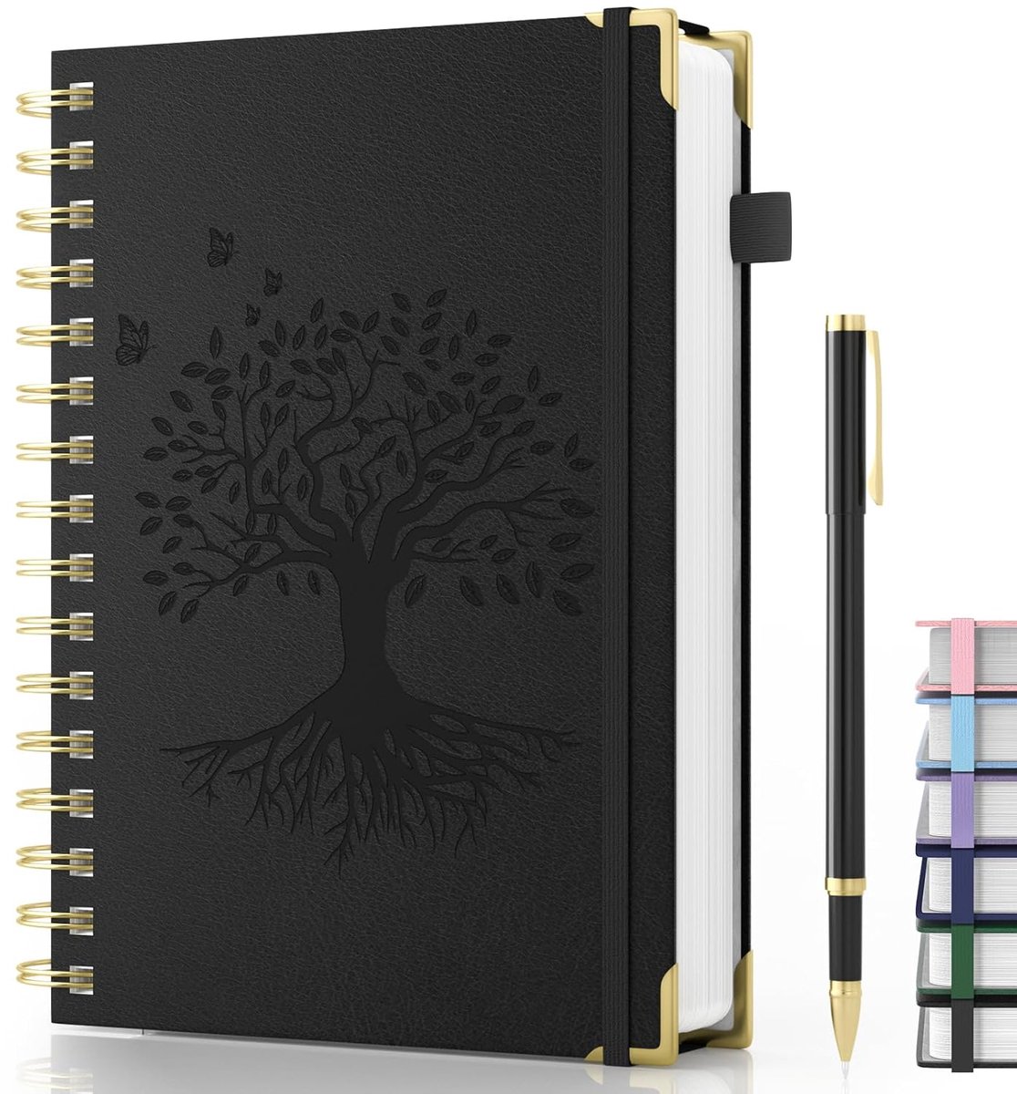 Spiraal Notitieboek - Gelinieerd Dagboek - Schrijven en Noteren - Inclusief Pen - A5 Formaat - Zwart