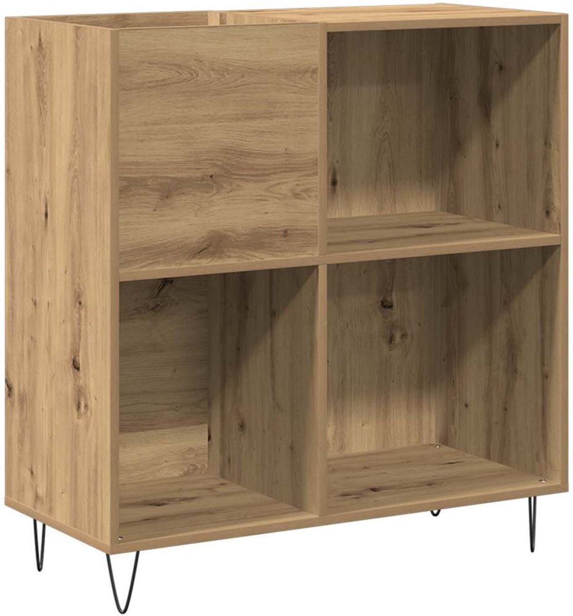 vidaXL - Platenkast - artisanaal - eikenkleurig - 85 - x - 38 - x - 89 - cm - Bewerkt - hout