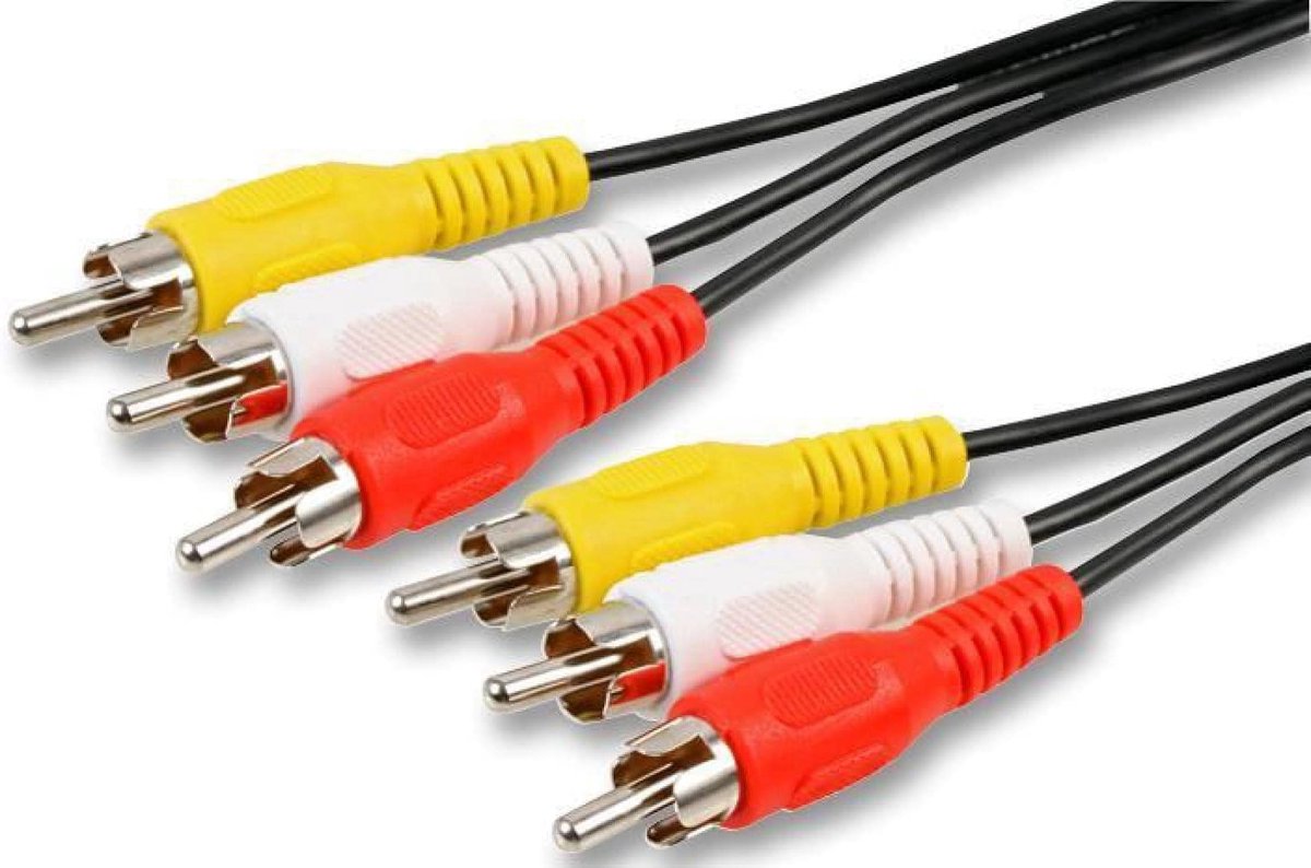 RCA Tulp Kabel 3x Mannelijk naar 3x Mannelijk Stereo Audio Video Kabel 2 Meter Zwart