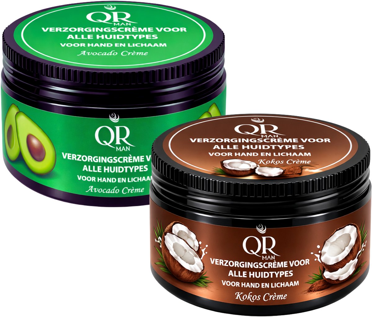 Verzorgingscreme - Bodycrème - QR-Man - Avocado & Kokos - 250ml