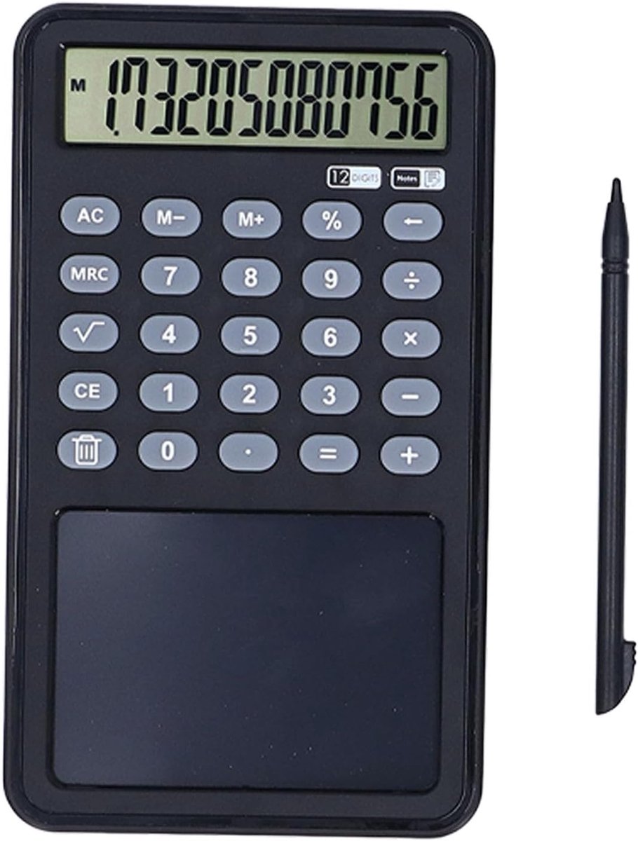 Draagbare Rekenmachine met 12-Cijferig LCD en Notitieblok