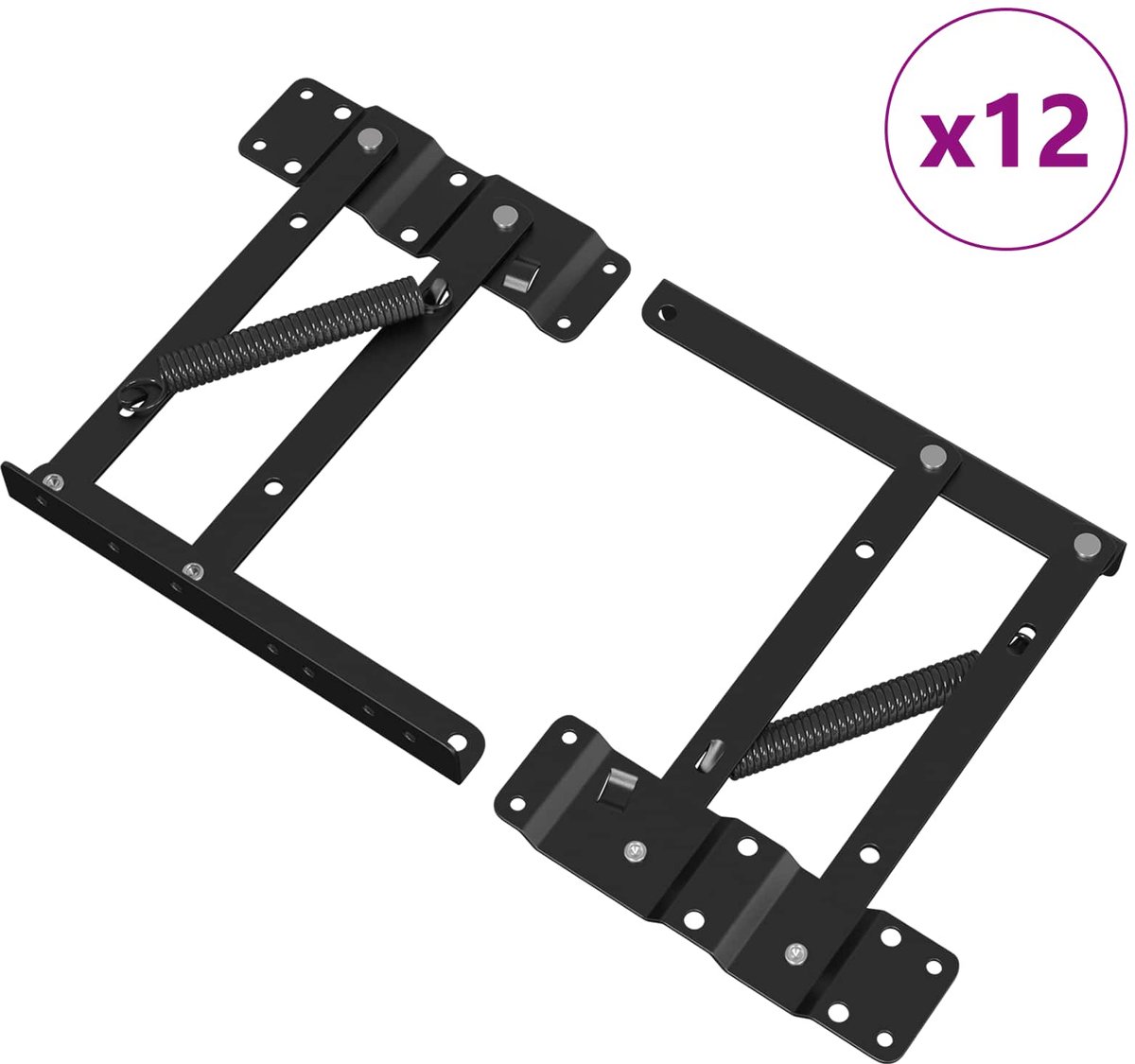 vidaXL - Bedliftmechanisme - 12 - pcs - Zwart - 340 - x - 95 - x - 40 - mm - IJzer