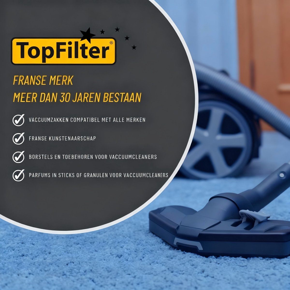 Set van 4 stofzuigerzakken IDE Line en Trisa TopFilter Premium