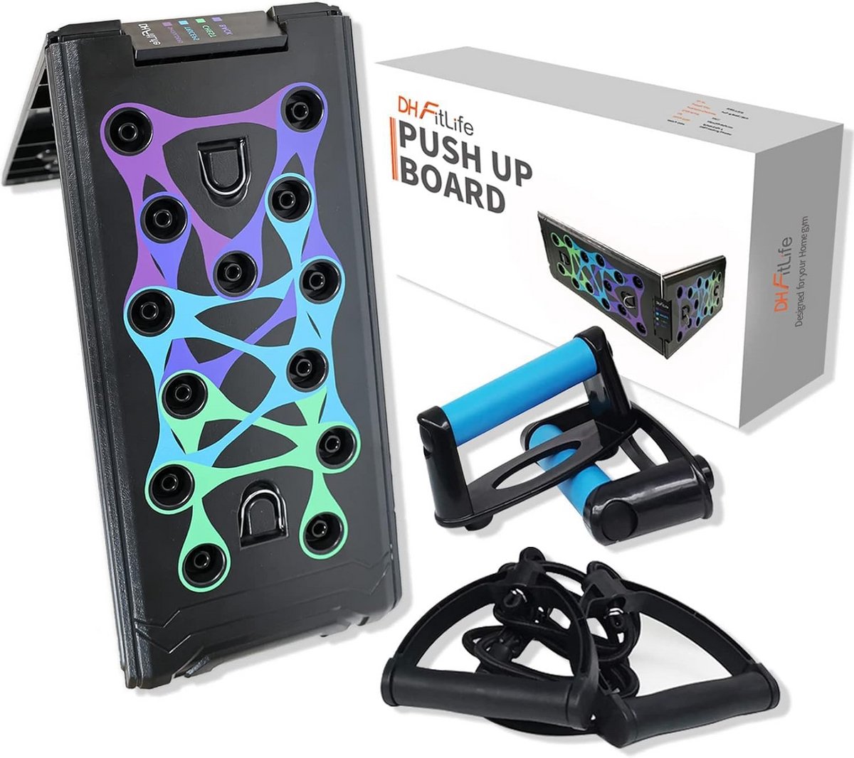 Multifunctioneel Push Up Board met Handgrepen en Fitnessbanden voor Bovenlichaam Training