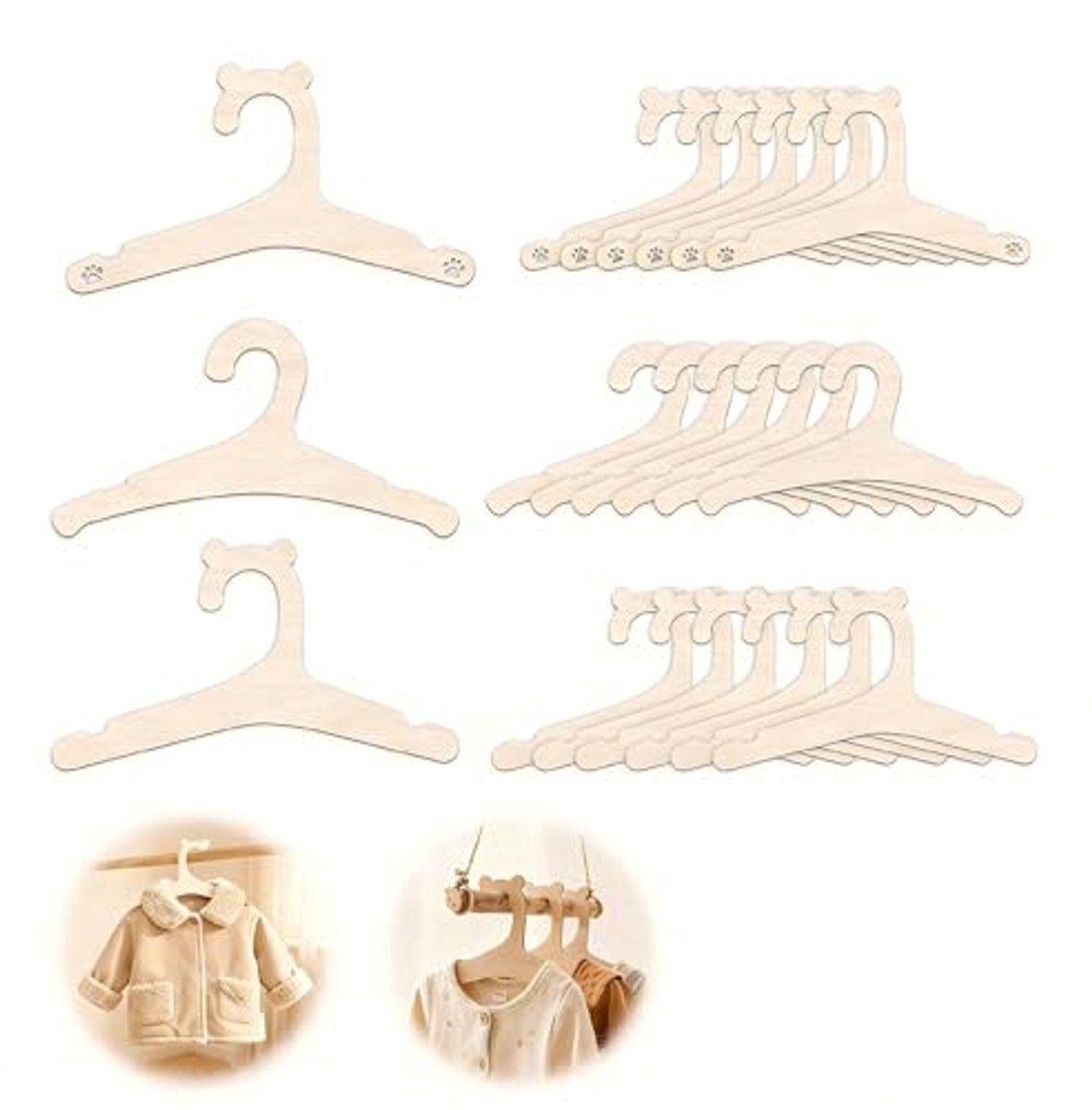Ultiluxe® Baby Kleerhangers - 21 Stuks - Houten Kinder Kleerhangers - Kledinghangers Baby - 22,8 x 10,8 cm - Kledinghanger - Antislip - Hout - Beige/Bruin
