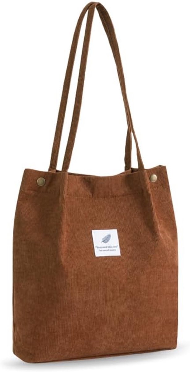 Grote Corduroy Schoudertas Canvas Shopper voor Heren en Dames - Werk, School & Boodschappen