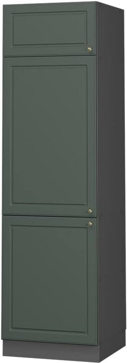 Koelkastombouwkast 60 cm Landelijke Stijl Antraciet met Groene & Gouden Accent