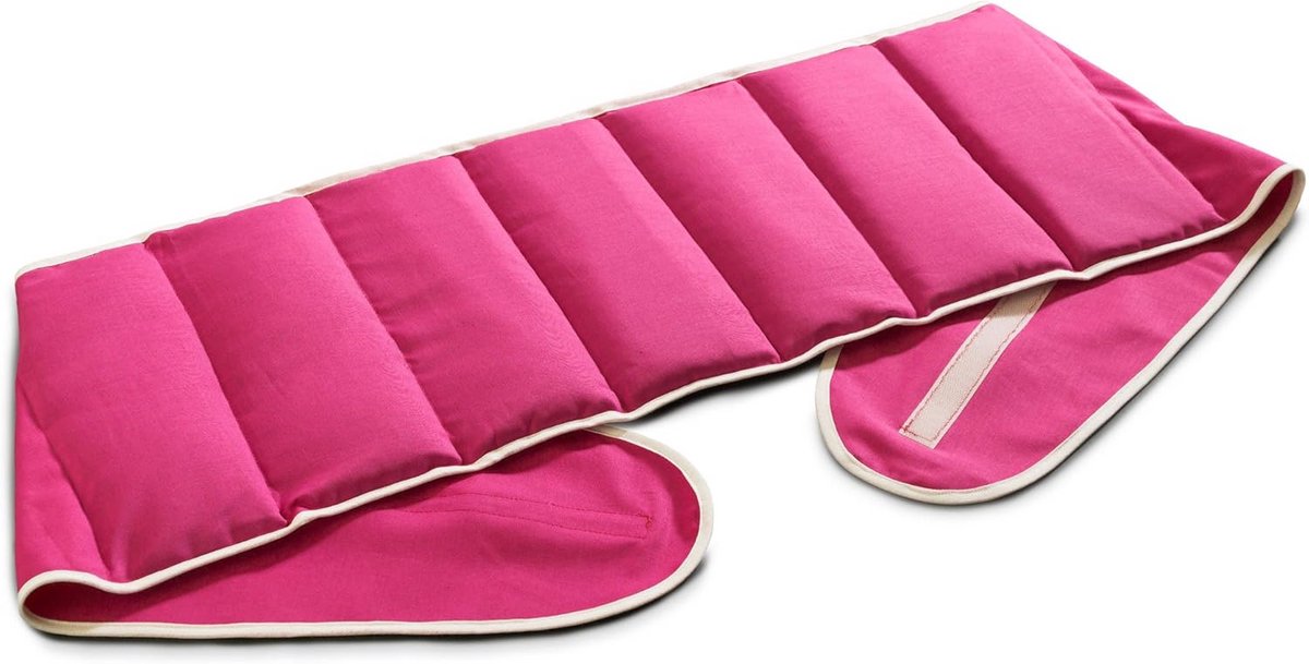 Warmte- en Koudkussen met 7 Kamers en Klittenband voor Nek en Rug - Roze