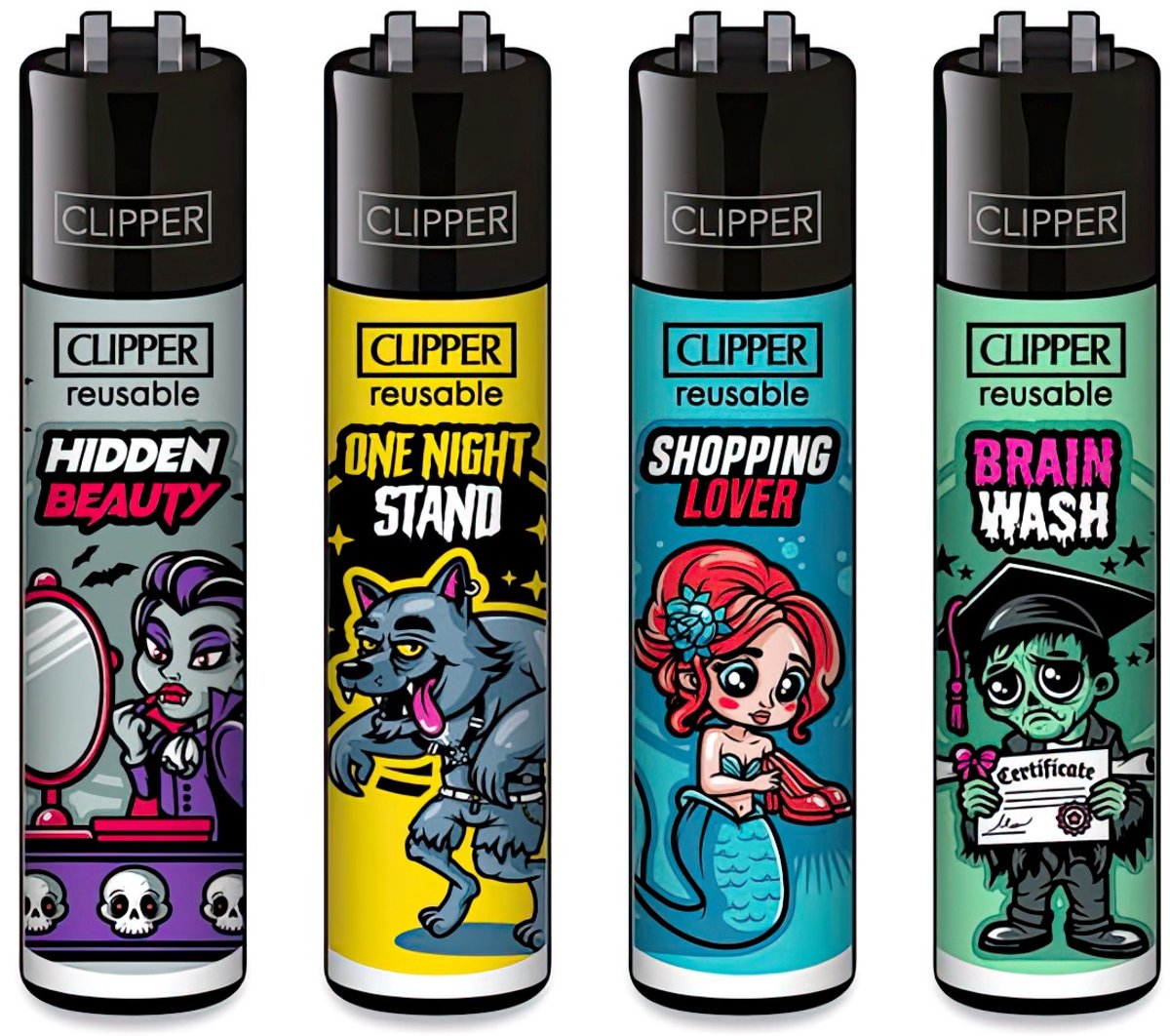 Clipper Classic Large Aanstekers "Brain Wash" (4 Stuks)
