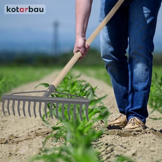 KOTARBAU® Tuinhark, Gazonhark, Bladhark, Metaal, 41 cm, Grijs, Tuinhark voor Gazon, 16 Tanden, Stevige Hark, Waaierbezem, Robuust Tuingereedschap, zonder Steel van KOTARBAU — afbeelding 5