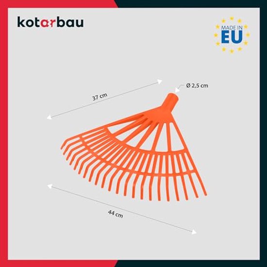 KOTARBAU® Bladhark, Tuinhark van Kunststof, 44 cm, Oranje, zonder Steel, Gazonhark, Waaierbezem, Lichtgewicht Hark, Stevige Hark van Merkloos	 — afbeelding 3