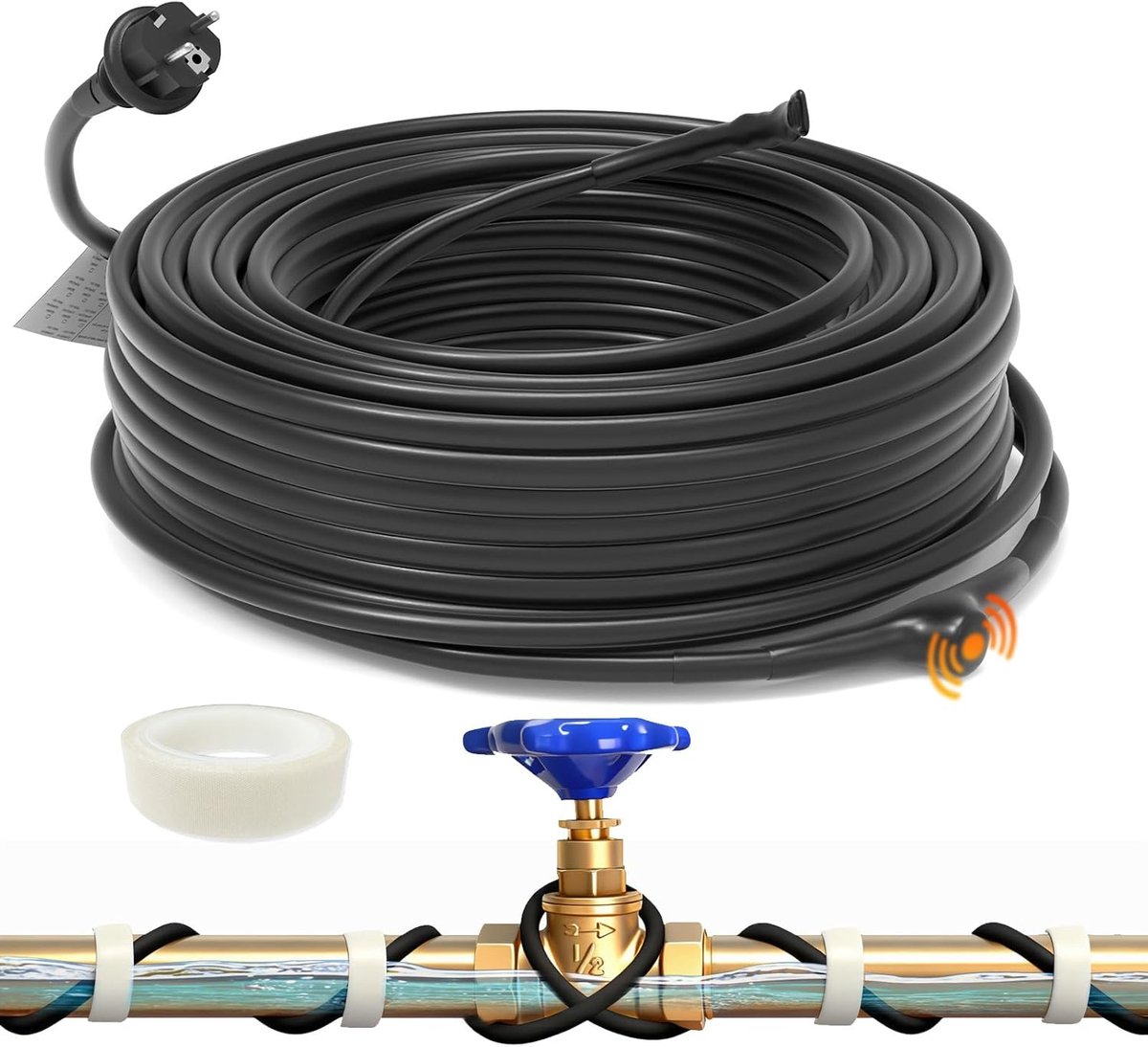 Zelfregulerende Vorstbeveiliging Kabel 18m met Thermostaat - Voorgemonteerd
