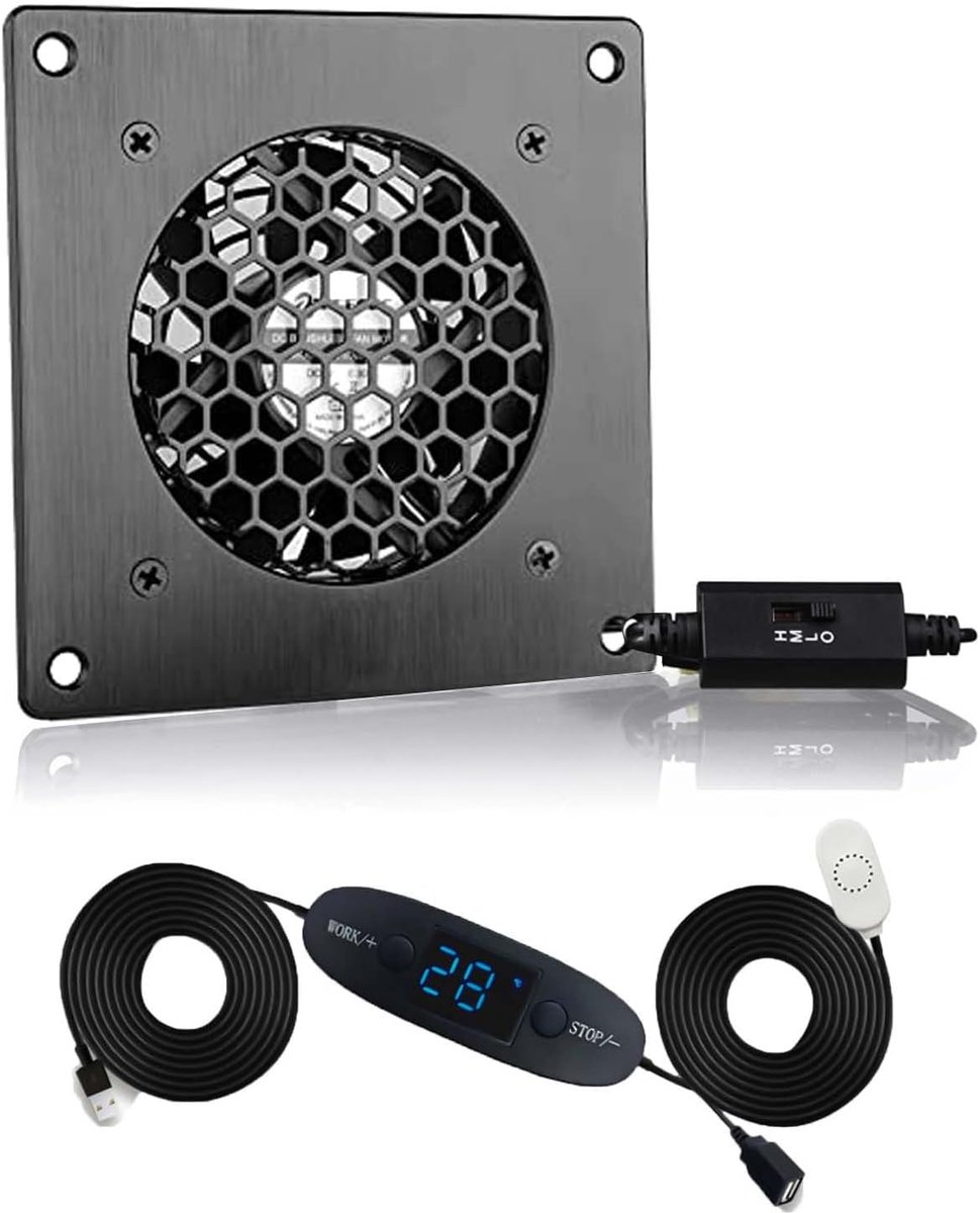 Stille USB Ventilator met Digitale Temperatuurregeling en Zwarte Aluminium Behuizing