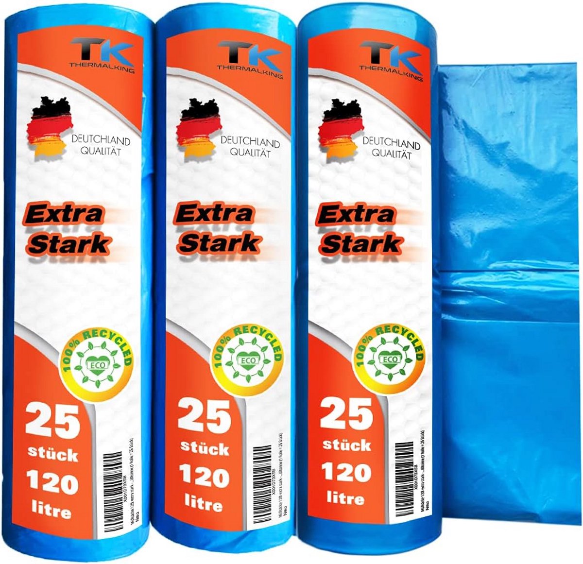 Extra Sterke Vuilniszakken 120 Liter Blauw - 75 Stuks Zware Afvalzakken