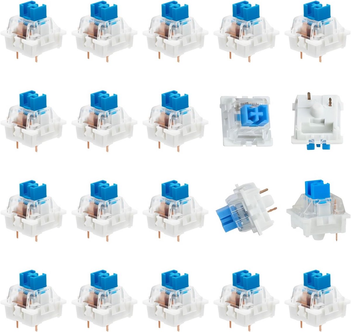 Set Blauwe Tactiele Mechanische Toetsenbord Schakelaars - Clicky Gaming & DIY Compatibel