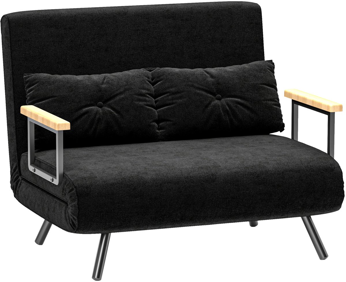 HOMCOM Slaapbank - Fluweelachtige stof (100% polyester) - 102x73x81cm - Zwart