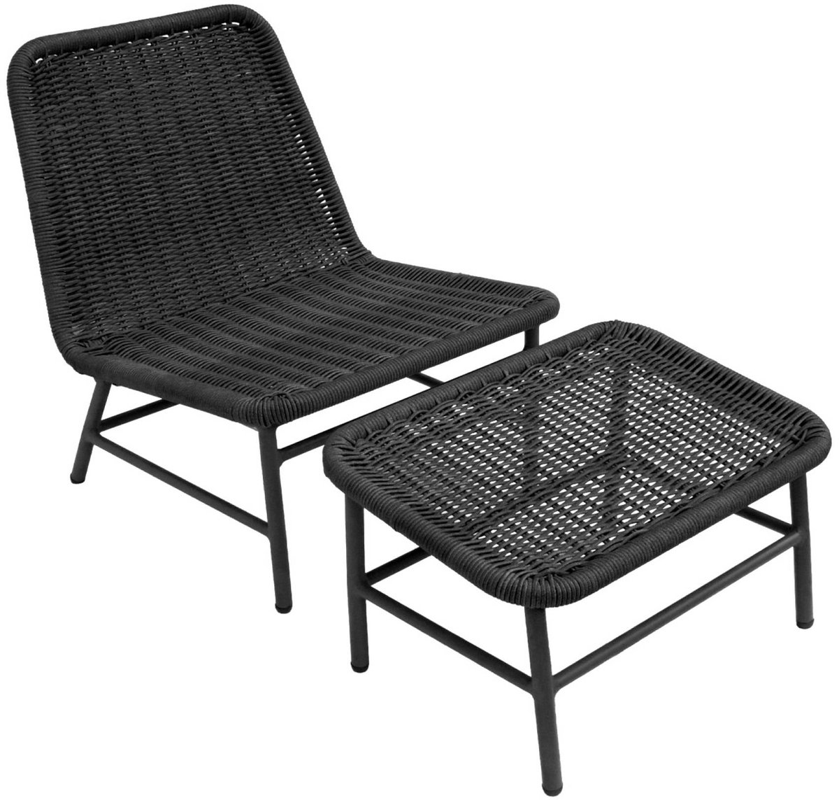 sweeek - Relaxfauteuil met voetenbank van aluminium en koorden - laguna