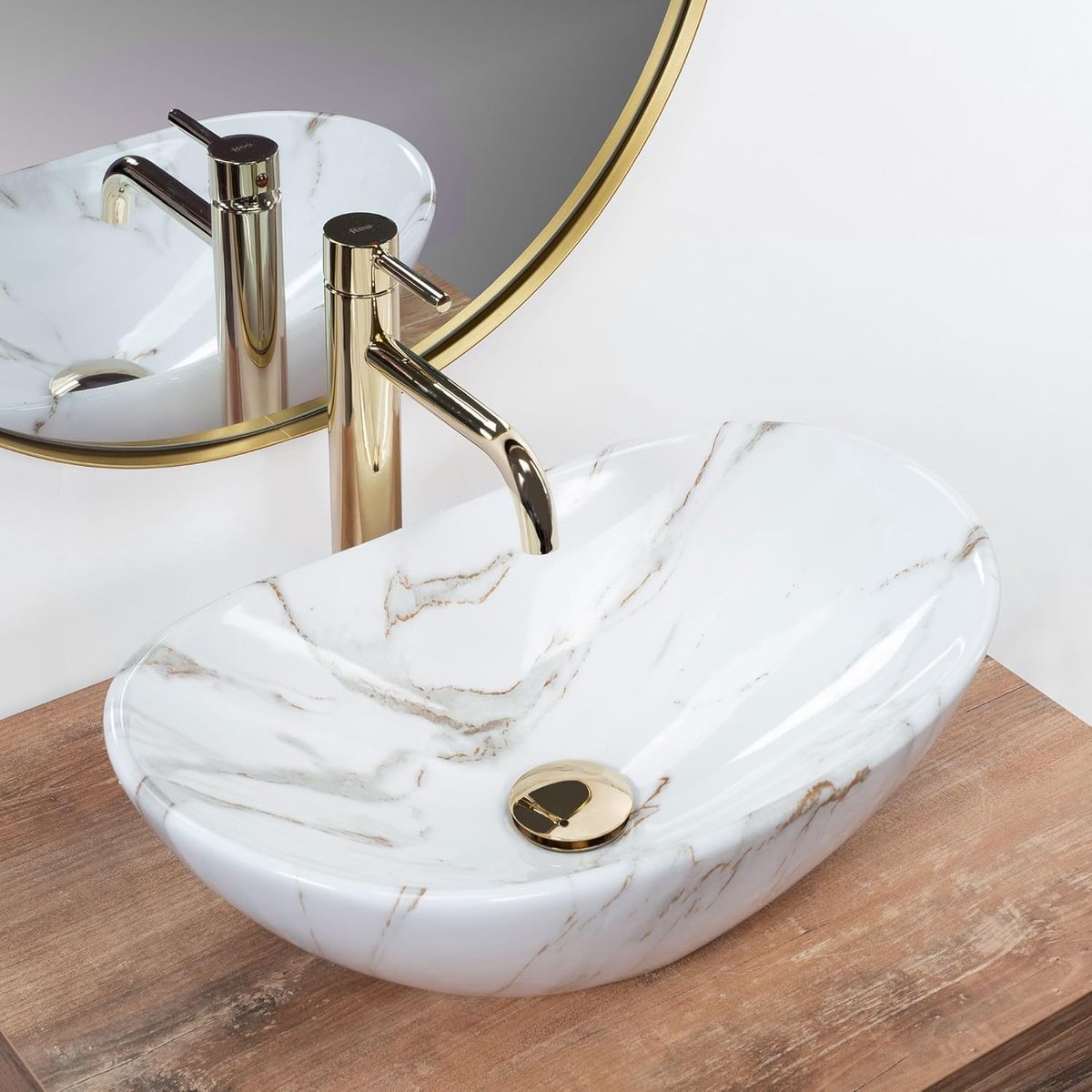 Glanzend Keramiek Wastafel Klein - Rechthoekig Handwastafeltje voor Badkamer of Toilet