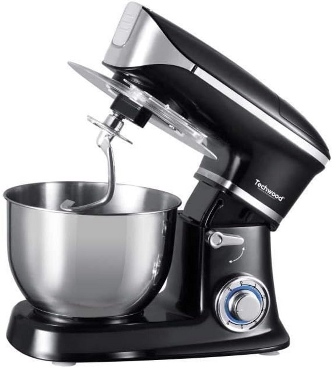 Krachtige Keukenmachine met Grote Kom (6,5L) - Zwart - 1300W Mixer & Kneedmachine
