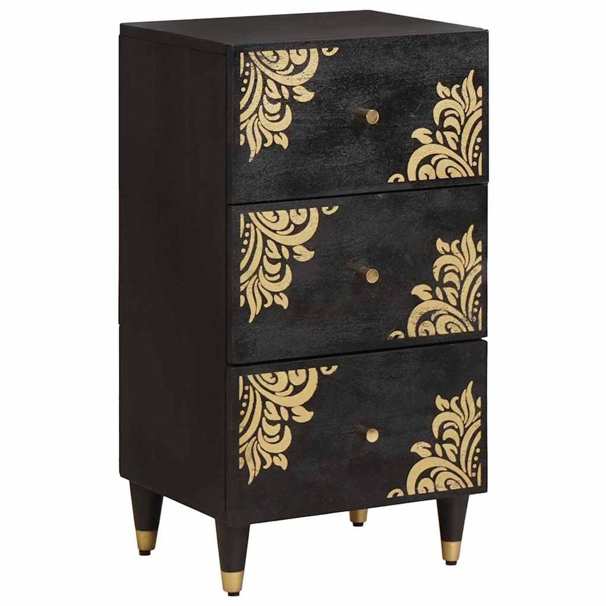vidaXL - Dressoir - met - lade - Zwart - 40 - x - 33 - x - 75 - cm - Massief - Mango - Hout