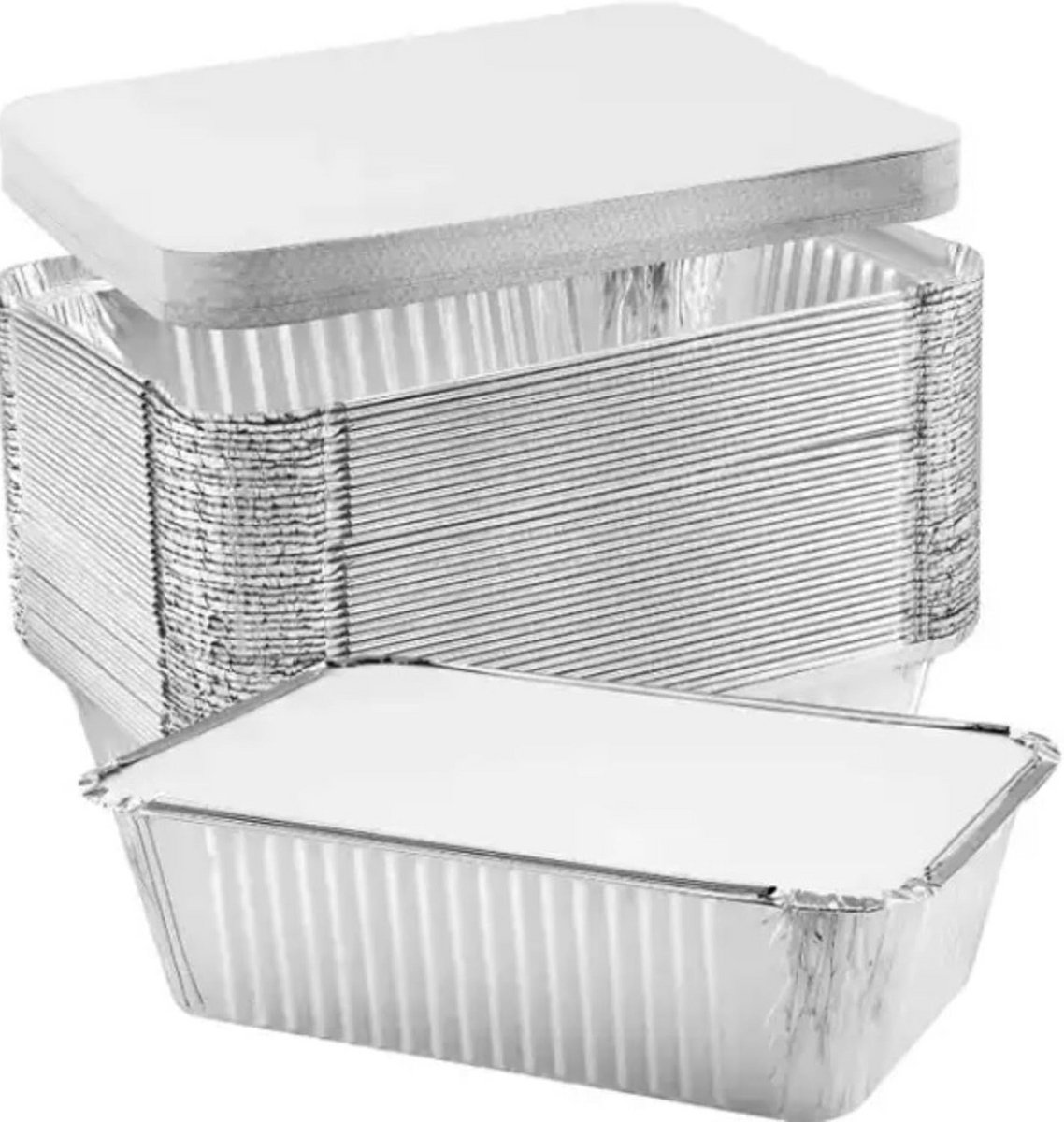 Ronde Aluminium Schalen met Deksel, 700 ml, 50 Stuks, Oven- en Vriezerbestendig