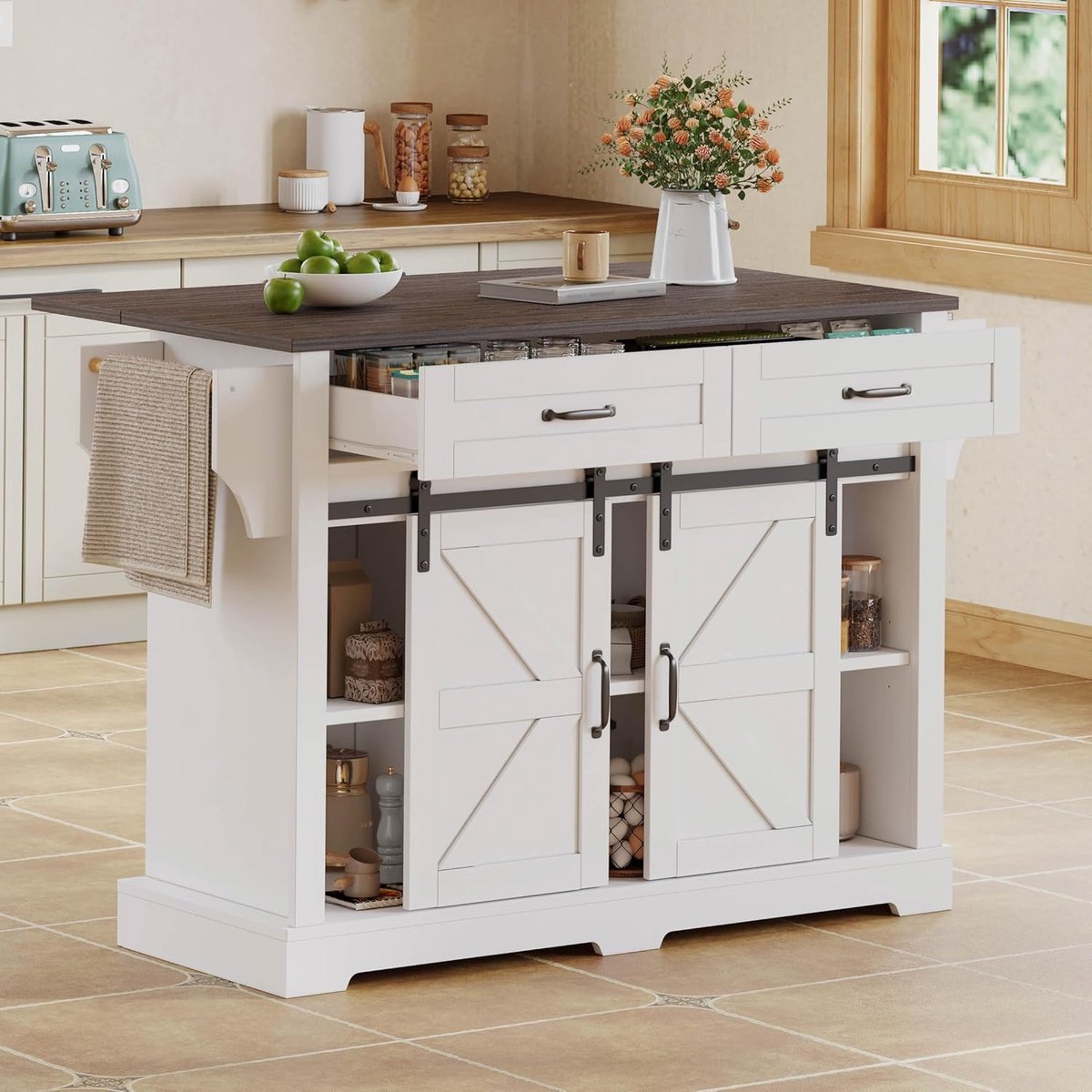 Keukeneiland Verplaatsbaar - Keukenkast op Wielen - Dressoir - Organizer - Keukenaccessoire