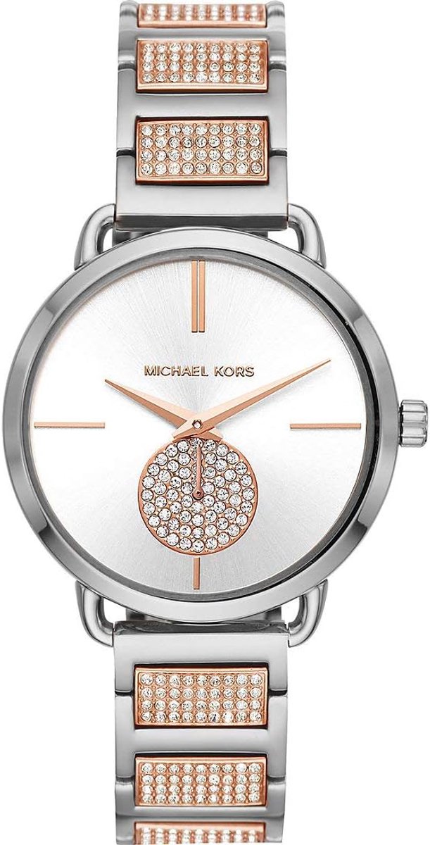 Dames Polshorloge Zilverkleurig Roségoud Accenten Quartz Analoog