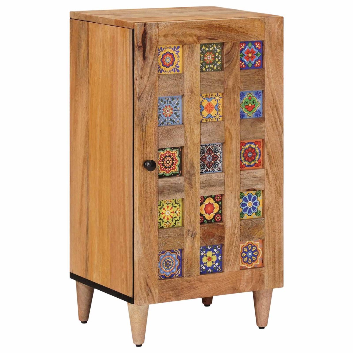 vidaXL - Dressoir - met - opslag - Naturel - 40 - x - 33 - x - 75 - cm - Massief - Mango - Hout