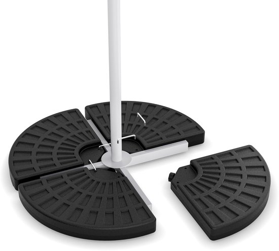 Tristar Parasolvoet - PA-7907 - 100x100cm - 4 Tegels - Parasoltegels voor Kruisvoet - Vulbaar tot 52 Liter - Zwart