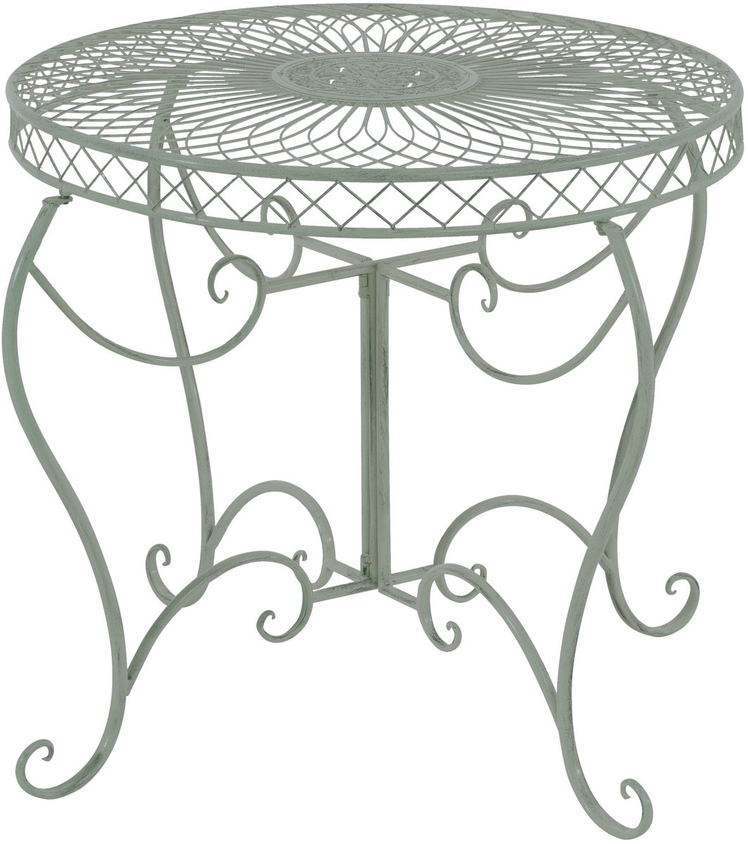 CLP Sheela - ronde tuintafel - Ø 76 cm - metaal - antiek/groen