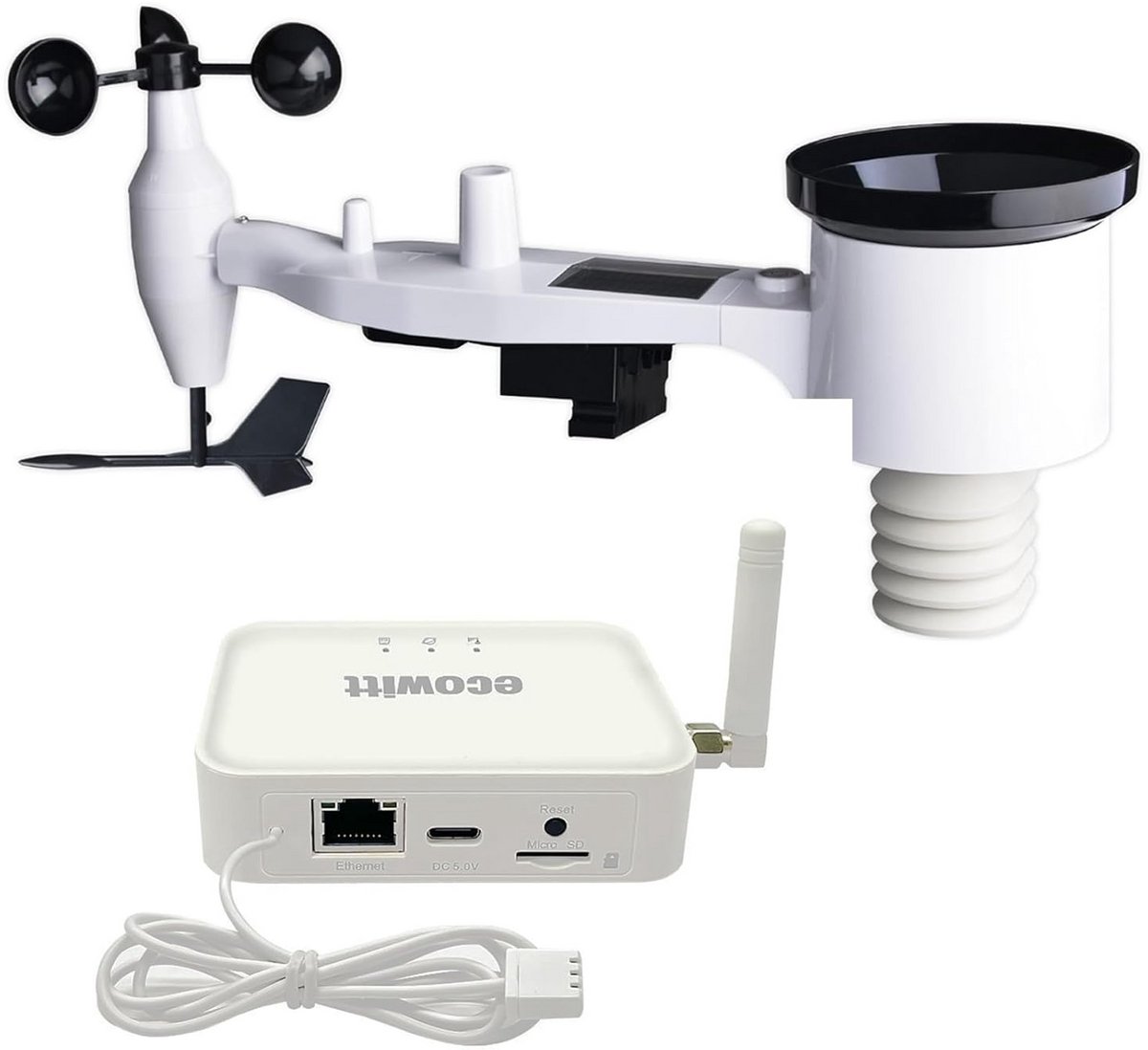 7-in-1 Draadloos Weerstation met WiFi Gateway en Buiten Sensor
