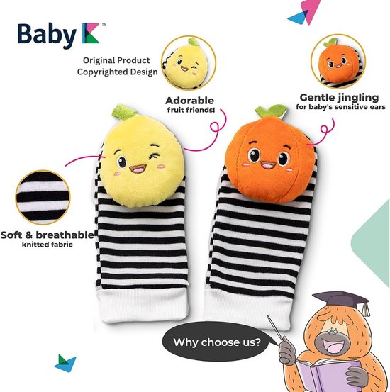 Set van 2 Polenrammelaars en Sokken voor Pasgeborenen - Sensory Speelgoed voor Babyontwikkeling — afbeelding 5
