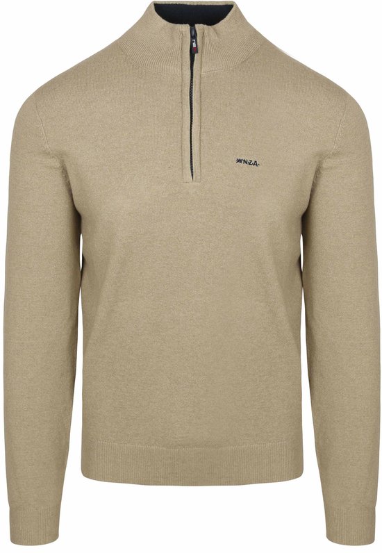 NZA Half Zip Trui Christopher Melange Warm Beige - Maat M - Heren - Quarter zip