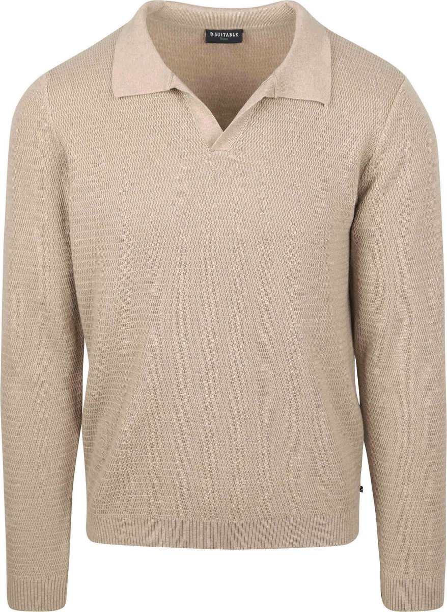 Suitable Trui Riva Structure Melange Sand - Maat M - Heren - Pullover