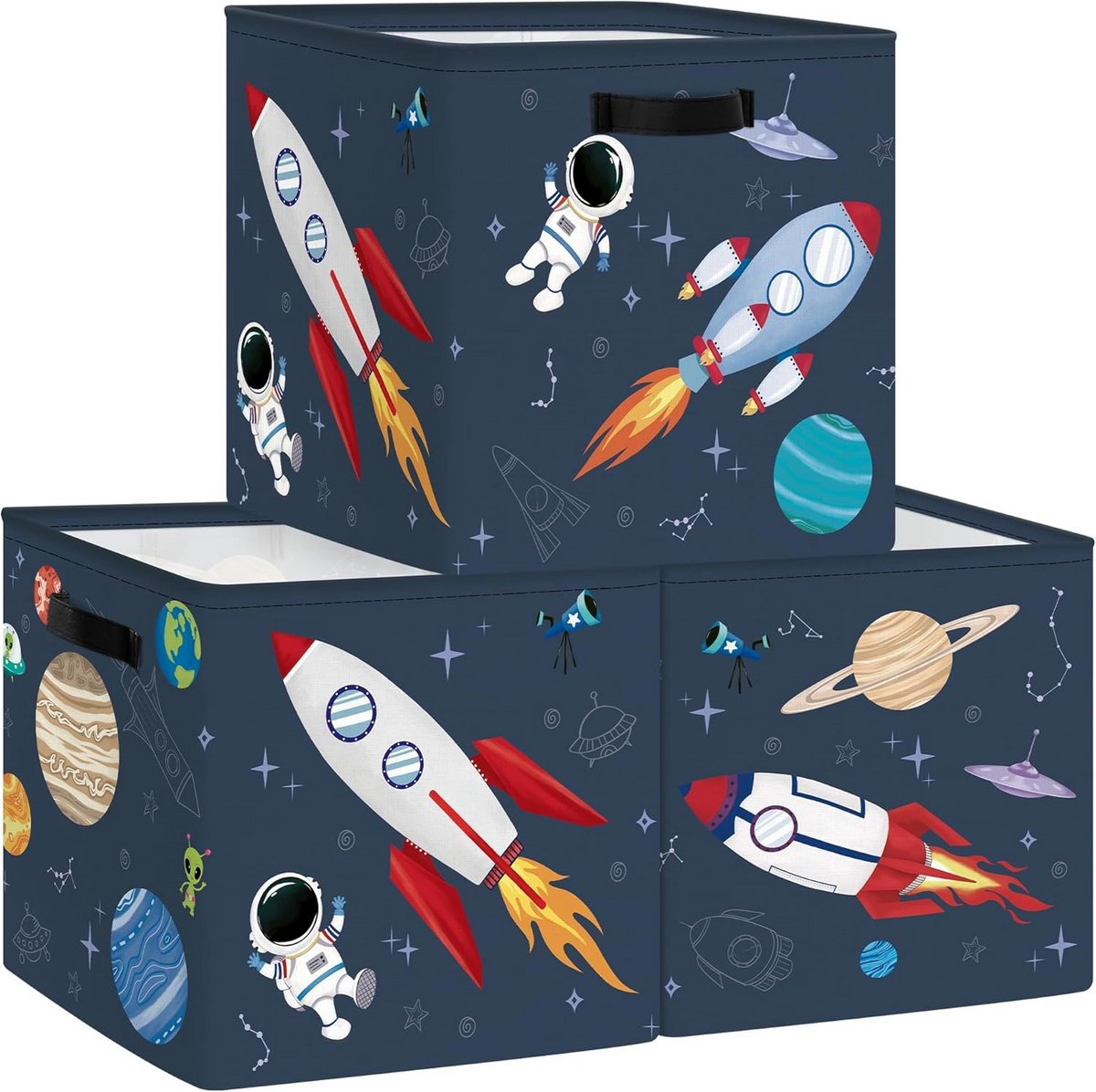 Set van 3 Opbergdozen Kosmische Ruimte Opslagkubussen voor Kinderkamer Kast