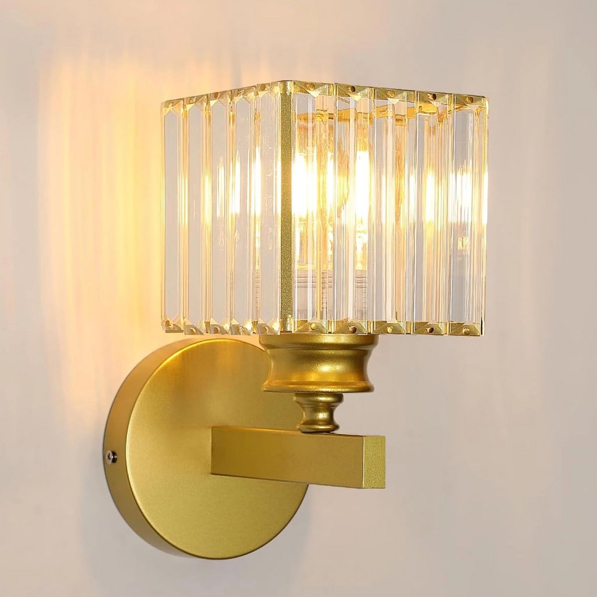 Luxe Kristallen Binnenwandlamp Goud - E27 Wandverlichting voor Slaapkamer, Woonkamer en Hal